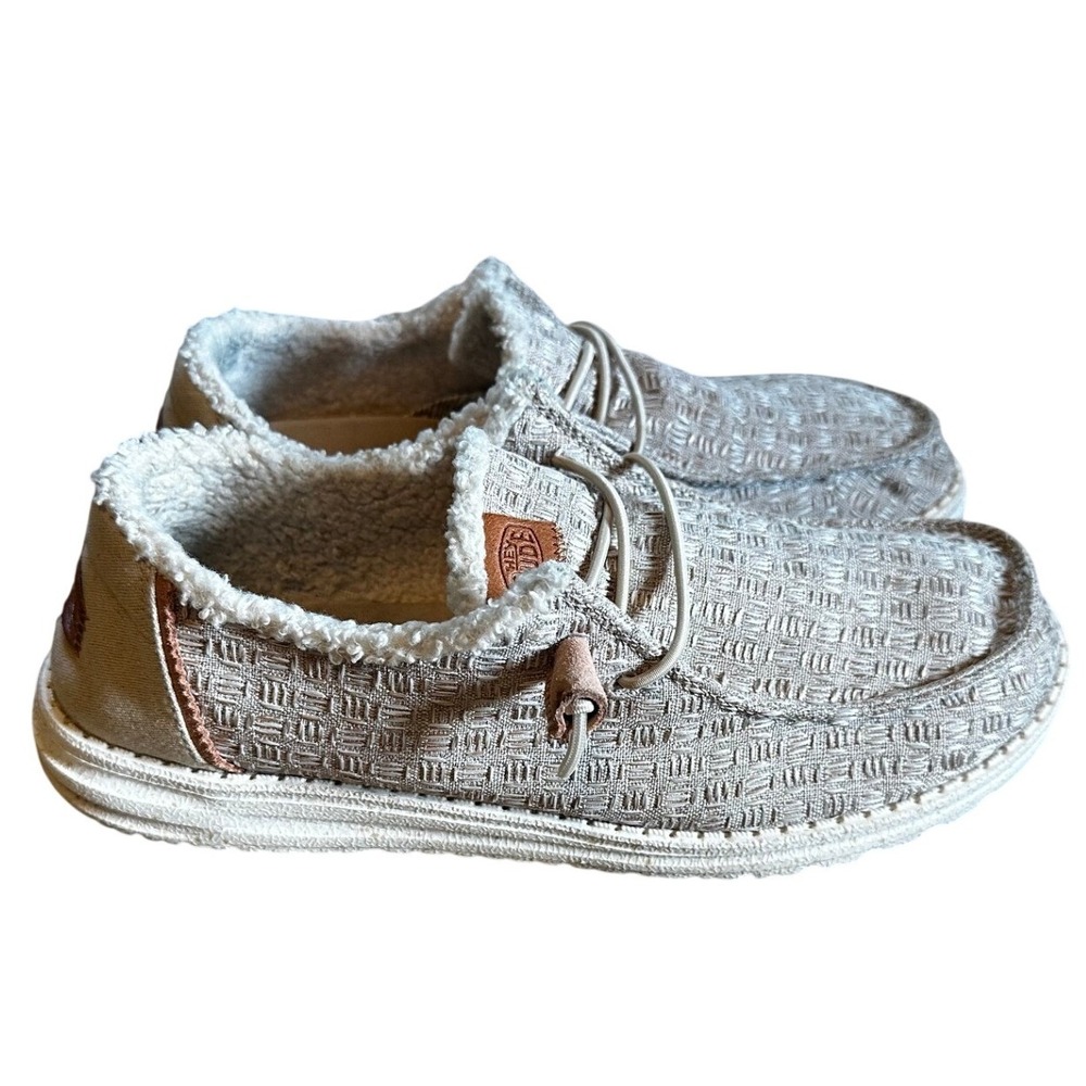 Hey Dude Light Grey Beige Wendy Warmth Faux Fur Loafers Women's 9